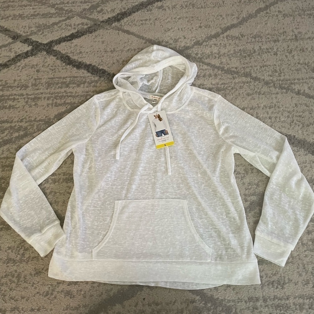 NWT Weatherproof Vintage White/Cream Sheer Hoodie